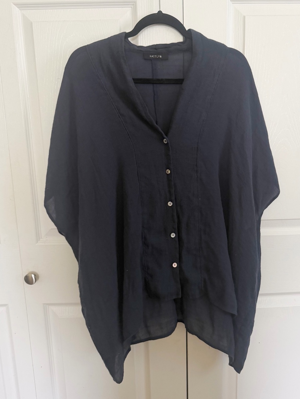 Kaitlyn Navy Button-Front Tunic Top
